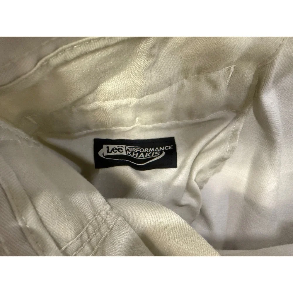 Lee Performance Khakis Mens 40x30 Beige Stone Cotton Flat Front Straight Pants